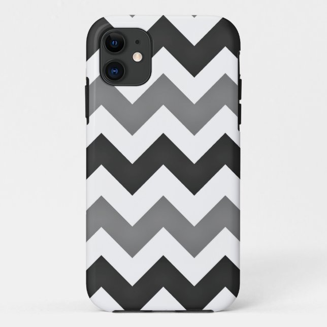 White and Gray Chevron Zigzag Case-Mate iPhone Case (Back)