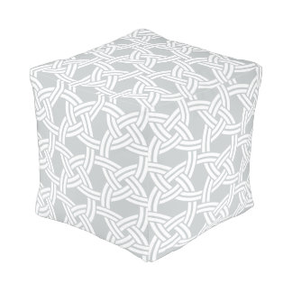 White and Gray Circle Link Modern Pattern Pouf