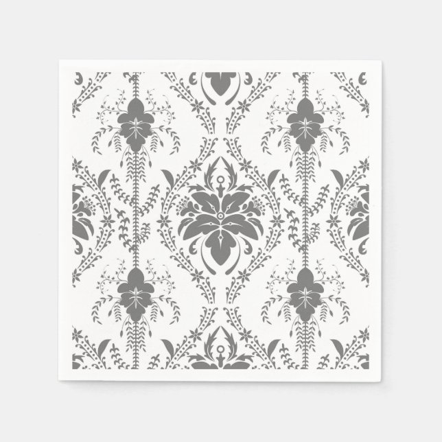 White and gray Damask openwork pattern Napkins (Front)