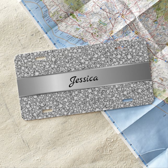 White And Gray Diamonds License Plate (In Situ)