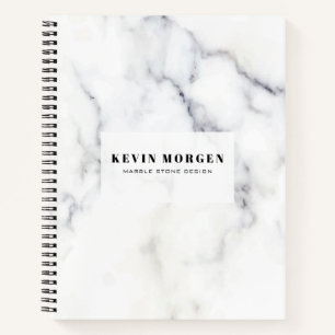 White and gray faux marble notebook