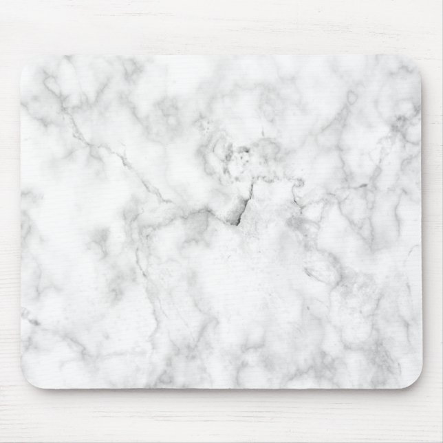 White and gray faux marble texture mouse pad (Front)