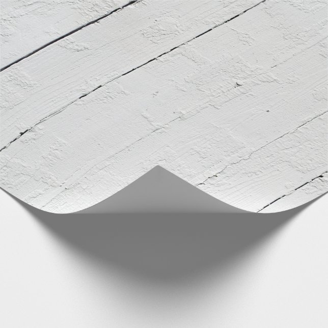 White and Gray Faux Wood Plank Textured Wrapping Paper (Corner)