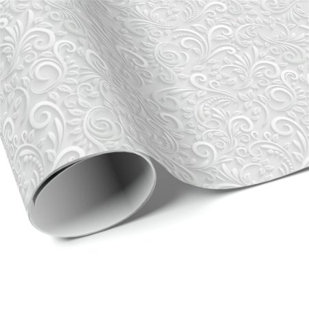 White And Gray Floral 3d Seamless Pattern Wrapping Paper