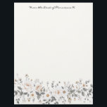 White and Gray Floral border Letterhead<br><div class="desc">White and gray flowers form a border at the bottom of this beautiful letterhead stationery.  Very sweet and feminine.</div>