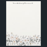 White and Gray Floral border Letterhead<br><div class="desc">White and gray flowers form a border at the bottom of this beautiful letterhead stationery.  Very sweet and feminine.</div>