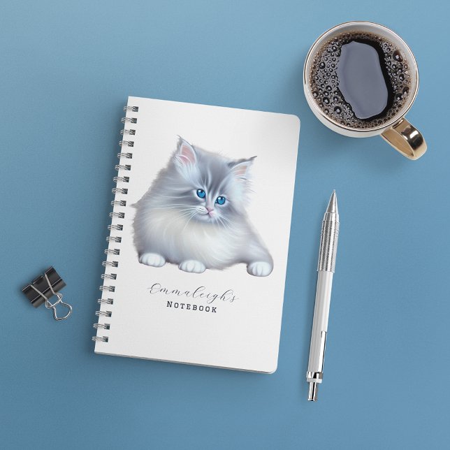 White and Gray Fluffy Furry Kitten Notebook (Creator Uploaded)