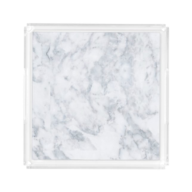 White and Gray Marble Acrylic Tray (Front)