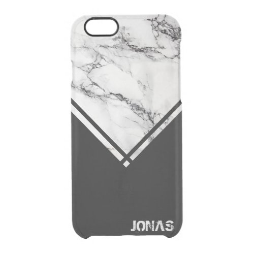 White And Gray Marble And Black Stripes Clear iPhone 66S Case