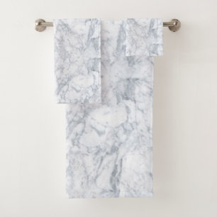 White and Gray Marble Bath Towel Set