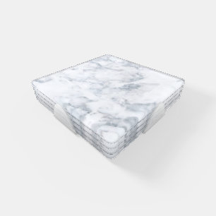 White and Gray Marble Coaster Set