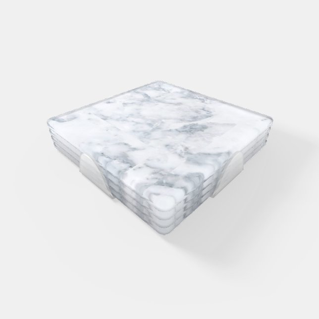 White and Gray Marble Coaster Set (Set)