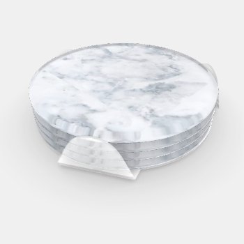 White And Gray Marble Coaster Set by kahmier at Zazzle