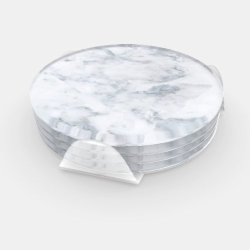 White and Gray Marble Coaster Set