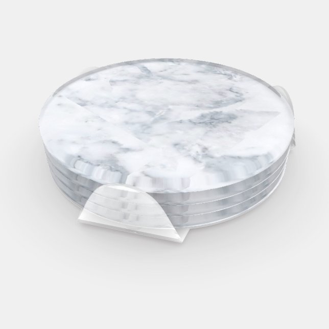 White and Gray Marble Coaster Set (Set)