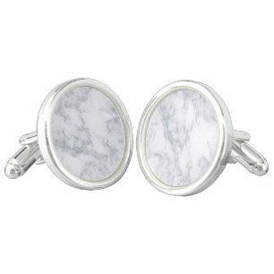 White and Gray Marble Cufflinks