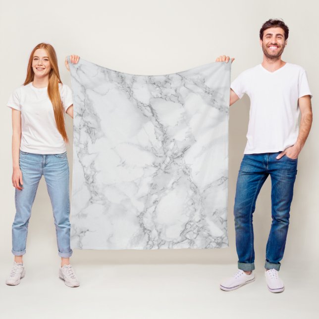 White and Gray Marble Design Fleece Blanket (In Situ)