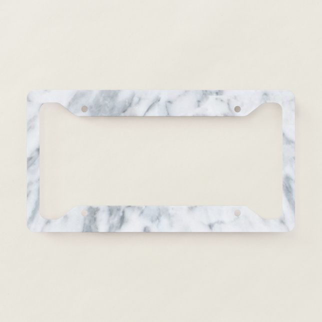 White and Gray Marble License Plate Frame (Front)