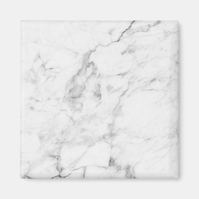 White and Gray marble look square magnet (Front)