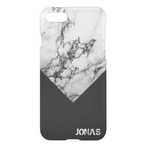 White And Gray Marble Pattern And Black Stripes iPhone SE87 Case