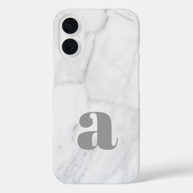 White and Gray Marble Personalized Monogram  Case-Mate iPhone Case (Back)