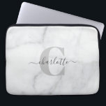 White and Gray Marble Personalized Monogrammed    Laptop Sleeve<br><div class="desc">White and Gray Marble Personalized Monogrammed Laptop Sleeve</div>