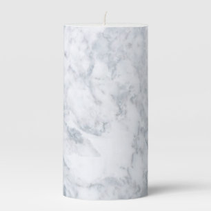 White and Gray Marble Pillar Candle