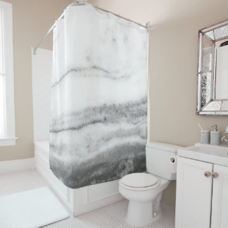 White and Gray Marble  Shower Curtain