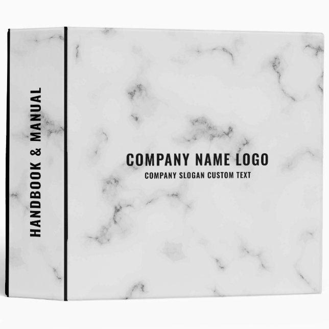 White and gray marble texture image black text 3 ring binder (Front/Spine)