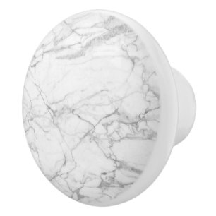 White and gray marble texture image ceramic knob