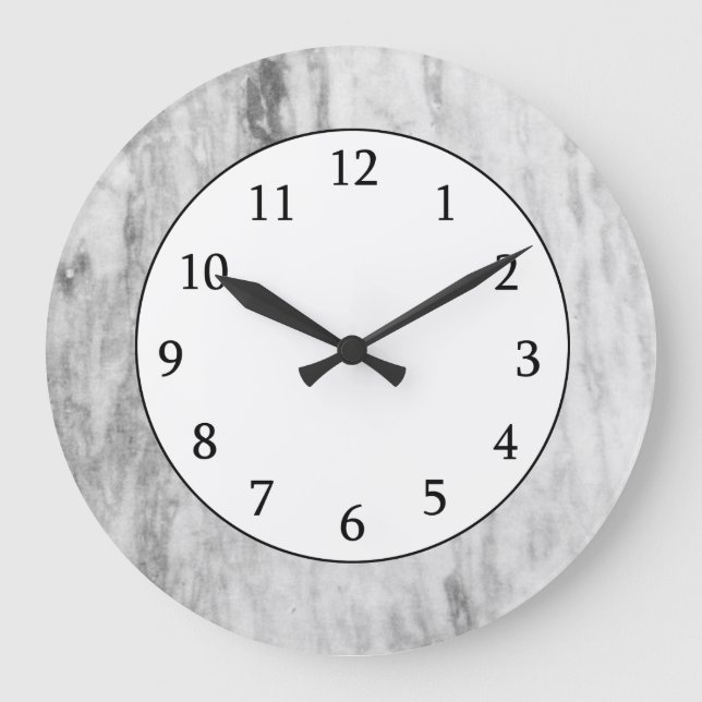 White And Gray Marble Texture Pattern Large Clock (Front)