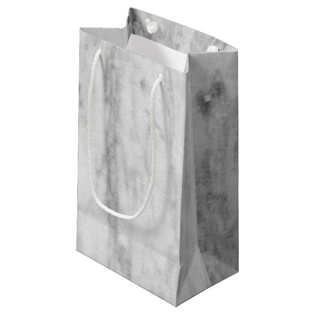 White And Gray Marble Texture Pattern Small Gift Bag (Front Angled)