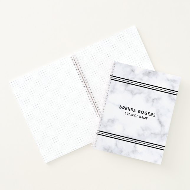 White and gray marble texture stripes accent notebook (Inside)