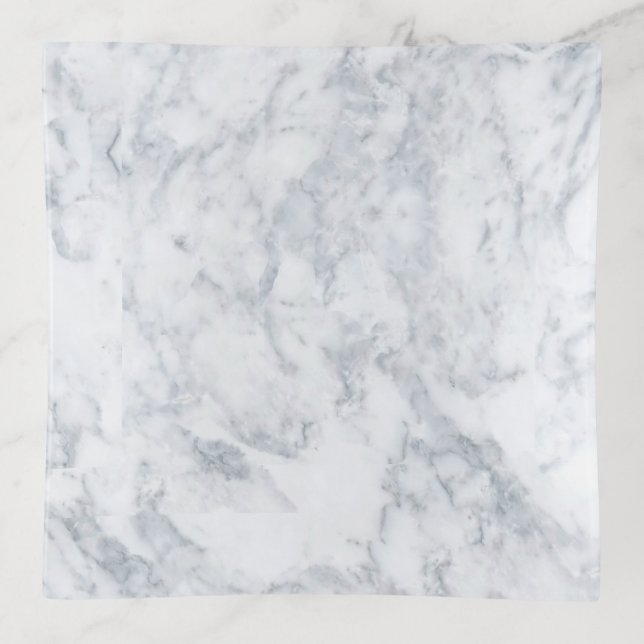 White and Gray Marble Trinket Tray (Front)