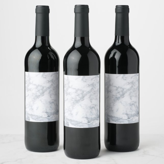 White and Gray Marble Wine Label (Bottles)