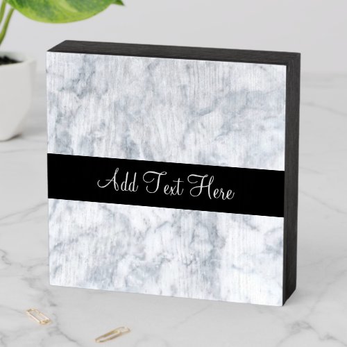 White and Gray Marble Wooden Box Sign