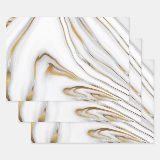 White And Gray Marble Wrapping Paper Sheets (Set)
