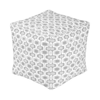 White and Gray Mid-Century Modern Pattern Pouf