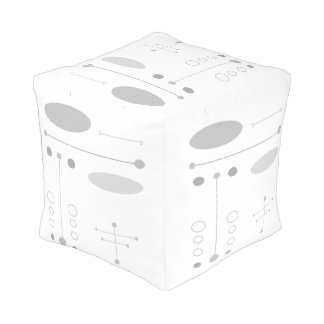 White and Gray Mid-Century Modern Pattern Pouf