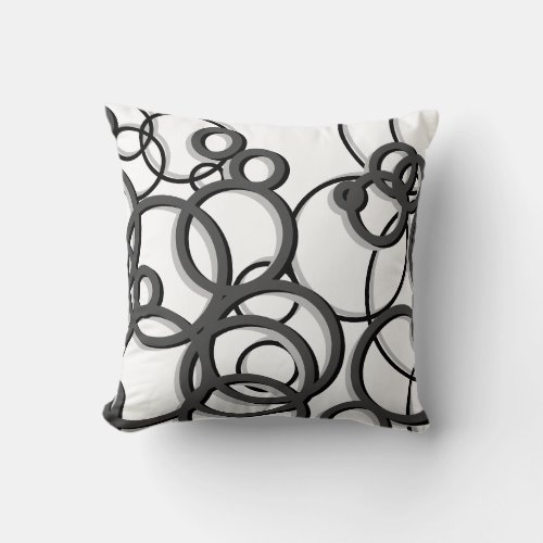 White and Gray Modern Geometric Circles Throw Pillow