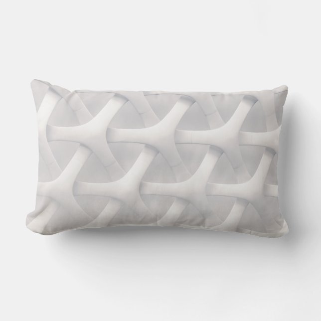White and gray optical illusion lumbar pillow (Front)