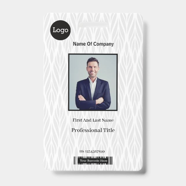 White And Gray Photo Identification ID Badge (Front)