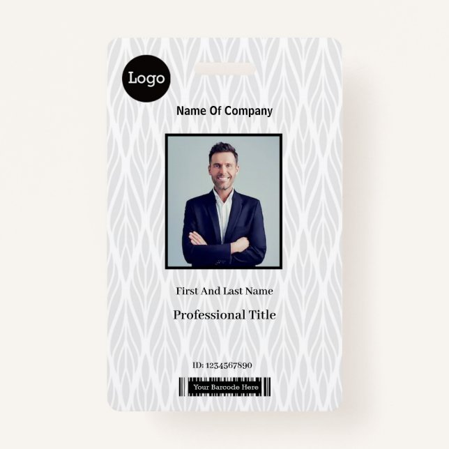 White And Gray Photo Identification ID Badge (Front)