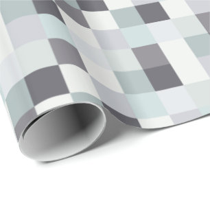 White and Gray Pixelated Pattern Wrapping Paper