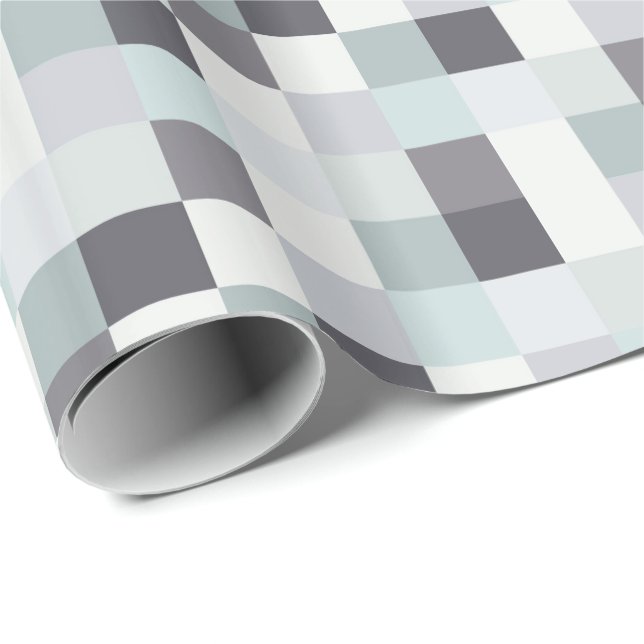 White and Gray Pixelated Pattern Wrapping Paper (Roll Corner)