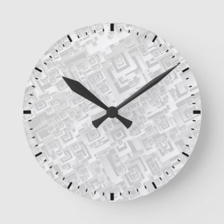 White and Gray Retro Square Pattern on Wall Clock