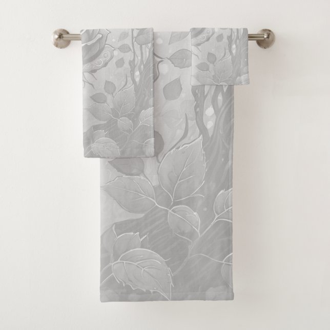 White And Gray Roses 2 Bath Towel Set (Insitu)