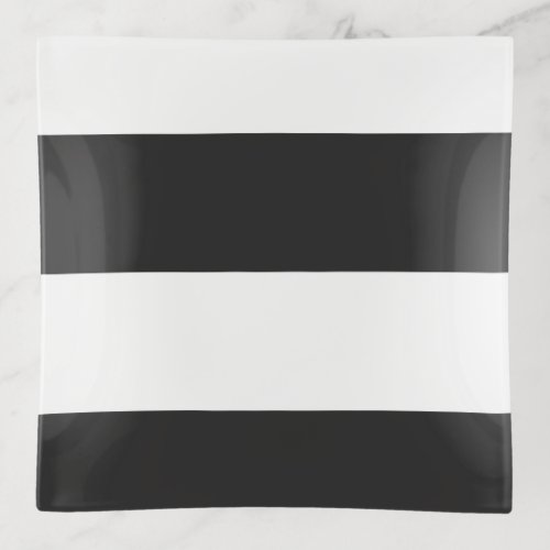 White and Gray Simple Extra Wide Stripes Trinket Tray