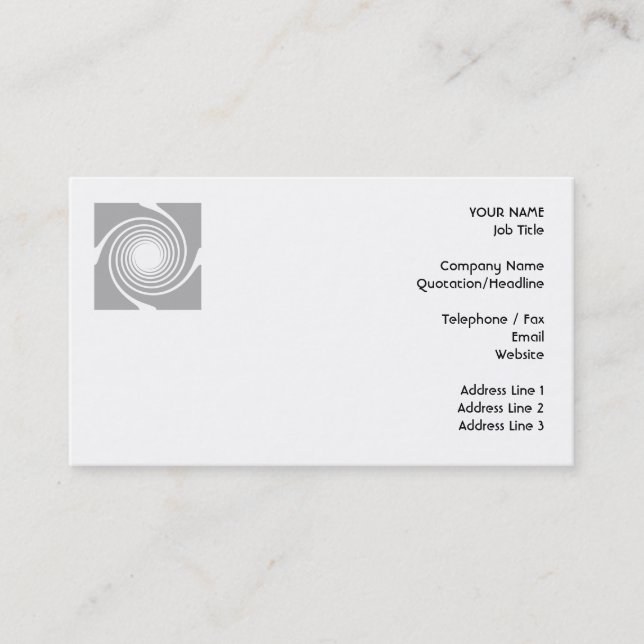 White and gray spiral design. business card (Front)