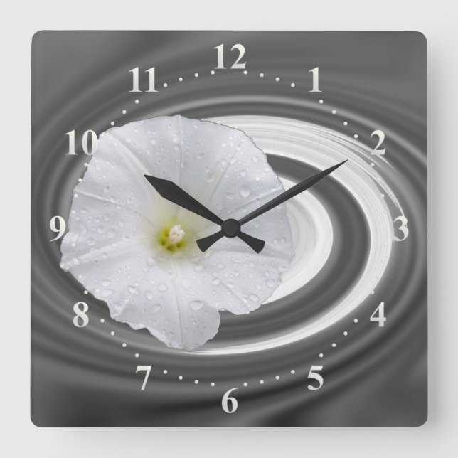 white and gray square wall clock (Front)